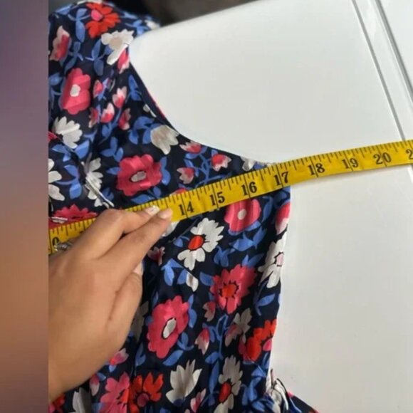 Kate Spade New York Navy Daisy Cutout Shoulder Silk Midi Dress Sz 2 EUC - Picture 8 of 10